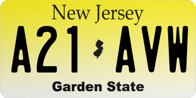 NJ license plate A21AVW