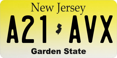 NJ license plate A21AVX