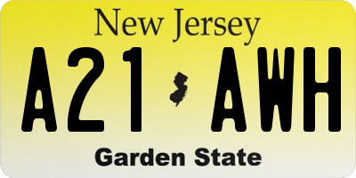 NJ license plate A21AWH