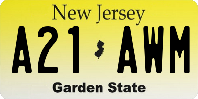 NJ license plate A21AWM