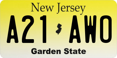 NJ license plate A21AWO
