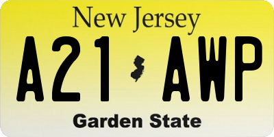 NJ license plate A21AWP