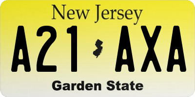 NJ license plate A21AXA