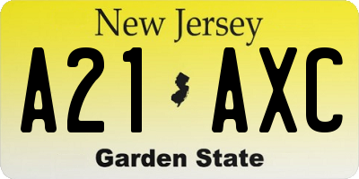 NJ license plate A21AXC