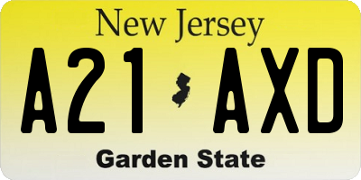 NJ license plate A21AXD