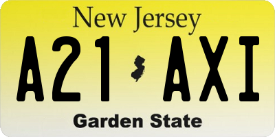 NJ license plate A21AXI