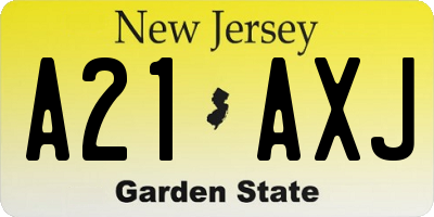NJ license plate A21AXJ