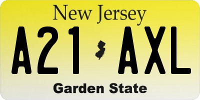NJ license plate A21AXL