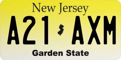NJ license plate A21AXM