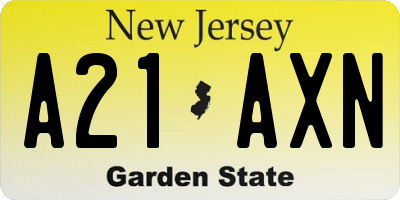 NJ license plate A21AXN