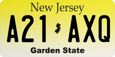 NJ license plate A21AXQ