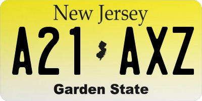 NJ license plate A21AXZ