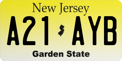 NJ license plate A21AYB