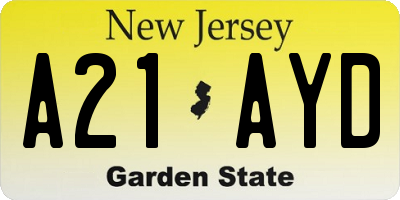 NJ license plate A21AYD