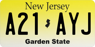 NJ license plate A21AYJ