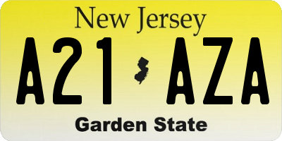 NJ license plate A21AZA