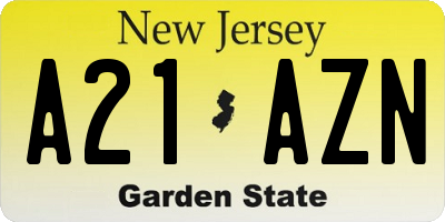 NJ license plate A21AZN