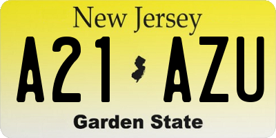 NJ license plate A21AZU