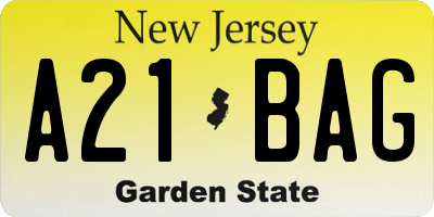 NJ license plate A21BAG