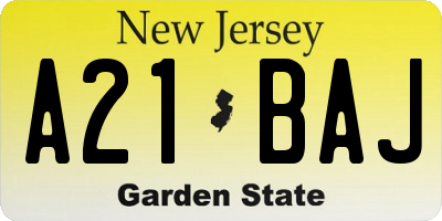 NJ license plate A21BAJ
