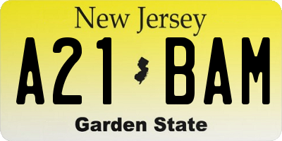 NJ license plate A21BAM
