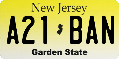 NJ license plate A21BAN