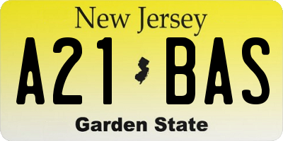 NJ license plate A21BAS