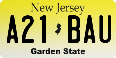 NJ license plate A21BAU