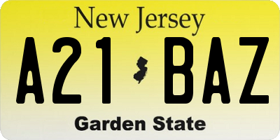 NJ license plate A21BAZ