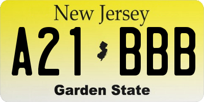 NJ license plate A21BBB