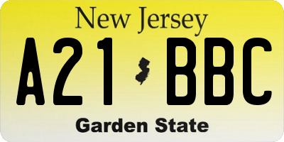 NJ license plate A21BBC