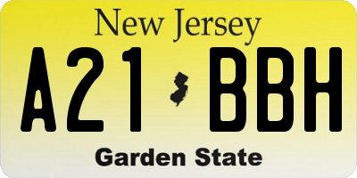 NJ license plate A21BBH
