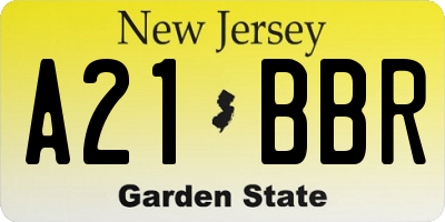 NJ license plate A21BBR
