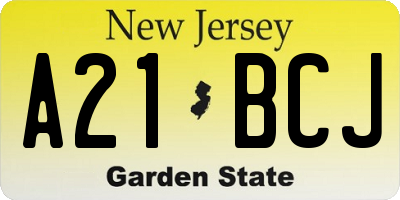 NJ license plate A21BCJ
