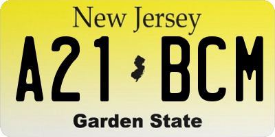 NJ license plate A21BCM