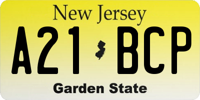 NJ license plate A21BCP