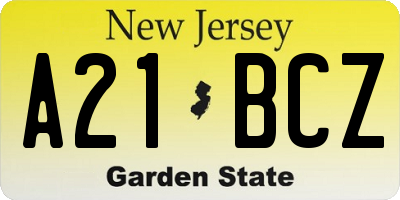 NJ license plate A21BCZ