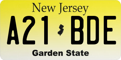 NJ license plate A21BDE