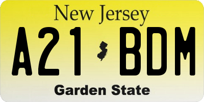 NJ license plate A21BDM