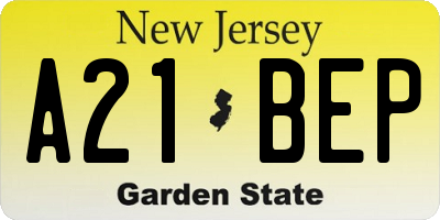 NJ license plate A21BEP