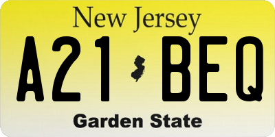 NJ license plate A21BEQ