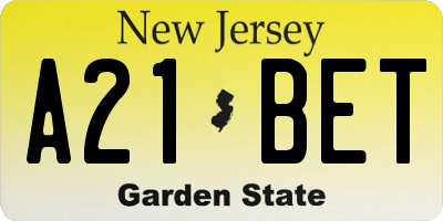 NJ license plate A21BET