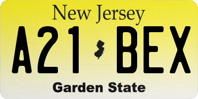 NJ license plate A21BEX