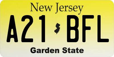 NJ license plate A21BFL