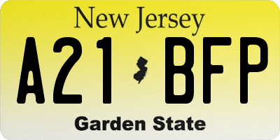 NJ license plate A21BFP