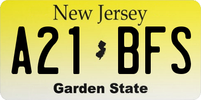 NJ license plate A21BFS
