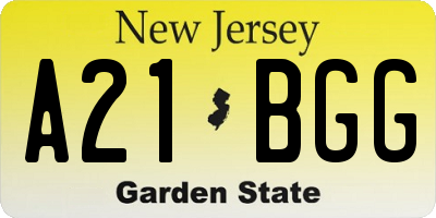 NJ license plate A21BGG