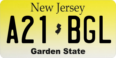 NJ license plate A21BGL