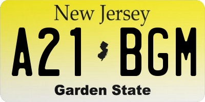 NJ license plate A21BGM