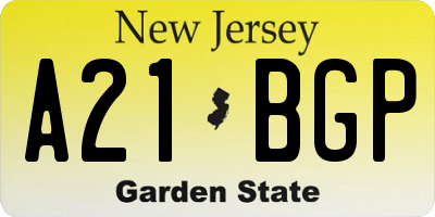 NJ license plate A21BGP